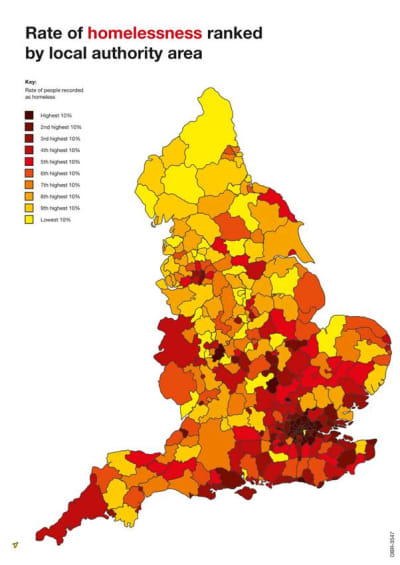 Report from Shelter shows homelessness heat map
